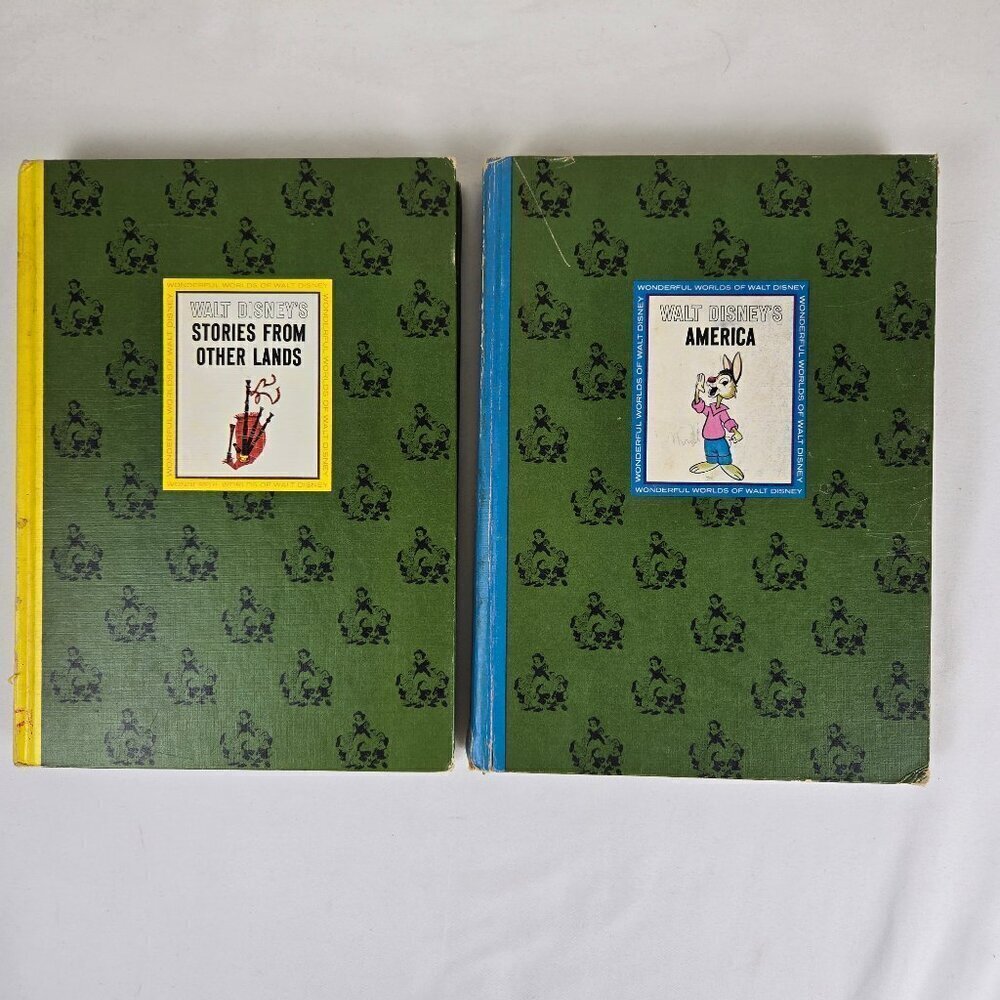 1965 (2) Walt Disney HardCover Books-WD America and WD Stories from Other Lands